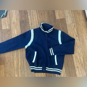 Women's Navy Blue and White bomber Cardigan